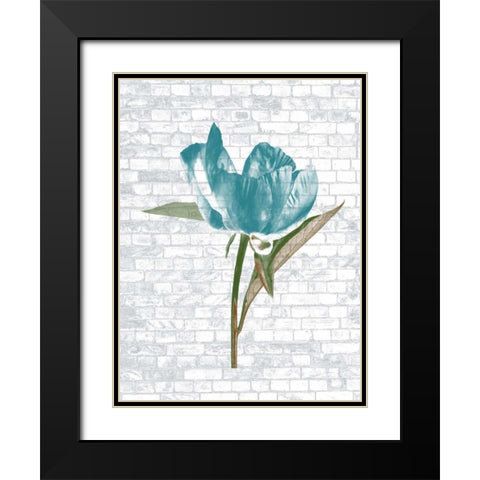 Blue Brick Floral Black Modern Wood Framed Art Print with Double Matting by Lewis, Sheldon
