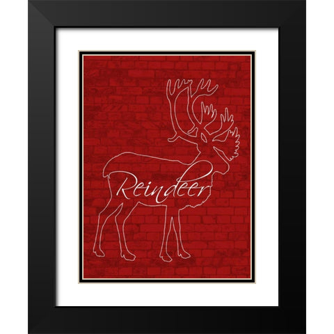 Reindeer Black Modern Wood Framed Art Print with Double Matting by Lewis, Sheldon