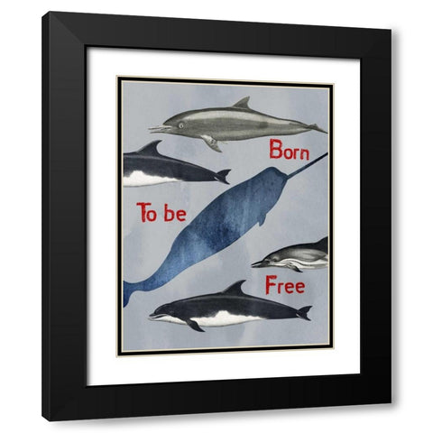 Born To Be Free Black Modern Wood Framed Art Print with Double Matting by Lewis, Sheldon