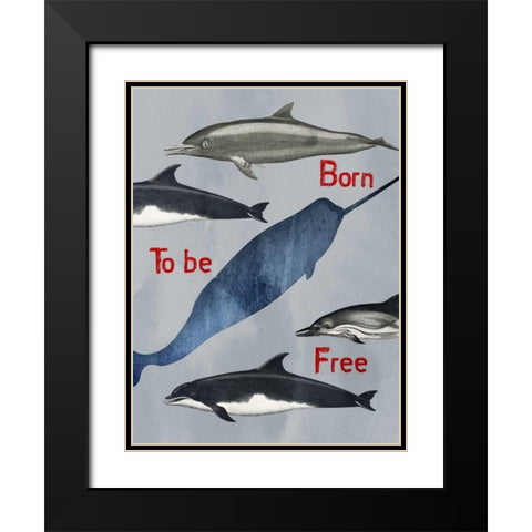 Born To Be Free Black Modern Wood Framed Art Print with Double Matting by Lewis, Sheldon