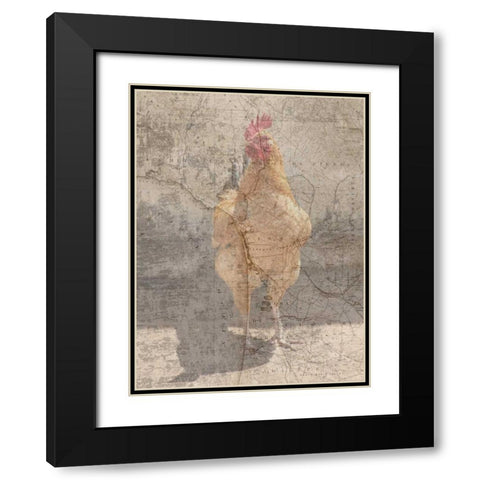 Traveling Rooster Black Modern Wood Framed Art Print with Double Matting by Lewis, Sheldon