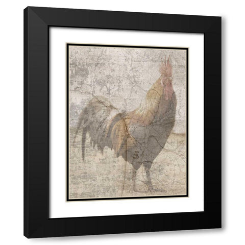 Traveling Rooster 2 Black Modern Wood Framed Art Print with Double Matting by Lewis, Sheldon