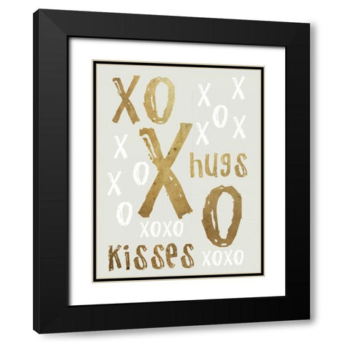 Hugs and Kisses Gold Black Modern Wood Framed Art Print with Double Matting by Lewis, Sheldon