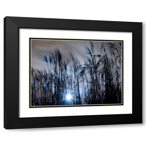 Blue Sunset Black Modern Wood Framed Art Print with Double Matting by Lewis, Sheldon