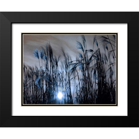 Blue Sunset Black Modern Wood Framed Art Print with Double Matting by Lewis, Sheldon