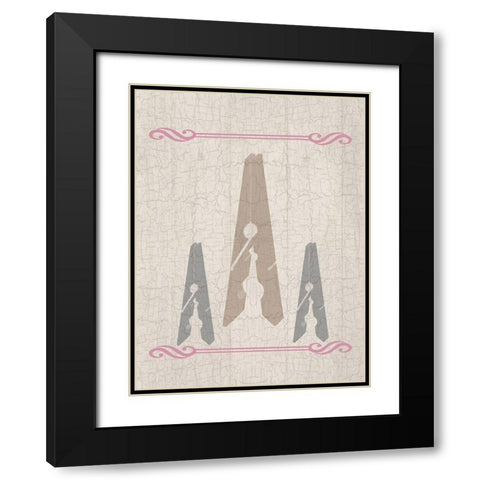 Laundry Pins 2 Black Modern Wood Framed Art Print with Double Matting by Lewis, Sheldon