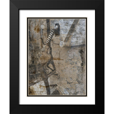 Self Service Pump B Black Modern Wood Framed Art Print with Double Matting by Lewis, Sheldon