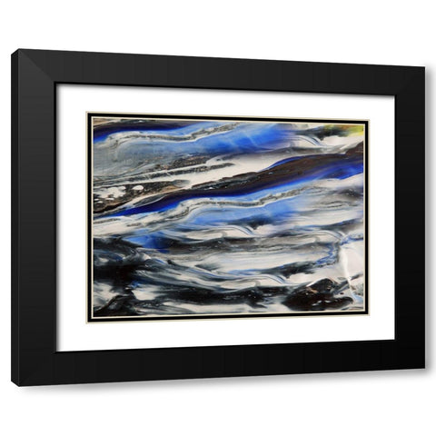 Blending Blue 1 Black Modern Wood Framed Art Print with Double Matting by Lewis, Sheldon
