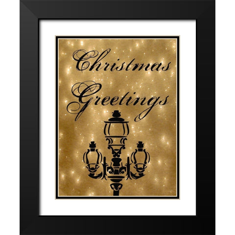 Christmas Greetings Black Modern Wood Framed Art Print with Double Matting by Lewis, Sheldon