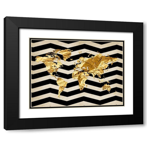 Mapped Out Black Modern Wood Framed Art Print with Double Matting by Lewis, Sheldon