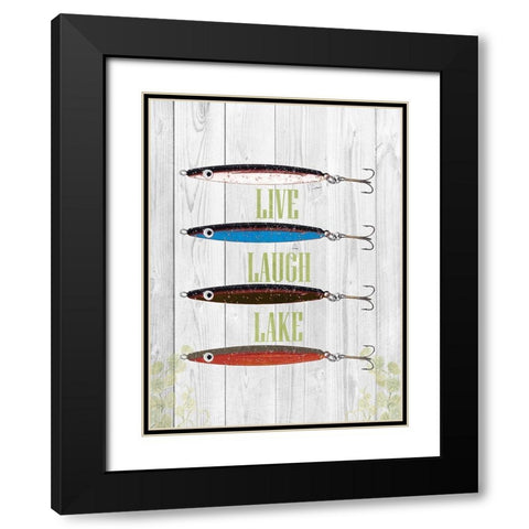 Live Laugh Lake Black Modern Wood Framed Art Print with Double Matting by Lewis, Sheldon