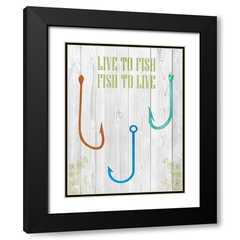 Live To Fish Black Modern Wood Framed Art Print with Double Matting by Lewis, Sheldon