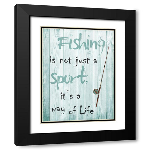 Fishing Black Modern Wood Framed Art Print with Double Matting by Lewis, Sheldon