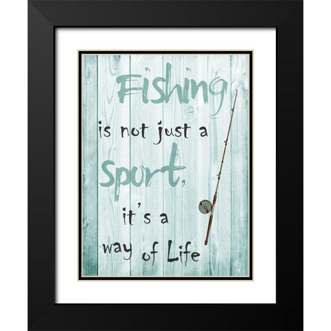 Fishing Black Modern Wood Framed Art Print with Double Matting by Lewis, Sheldon