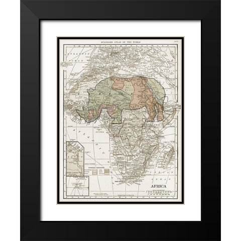 Safari Map Black Modern Wood Framed Art Print with Double Matting by Lewis, Sheldon