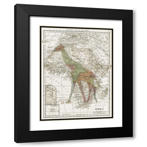 Safari Map 2 Black Modern Wood Framed Art Print with Double Matting by Lewis, Sheldon