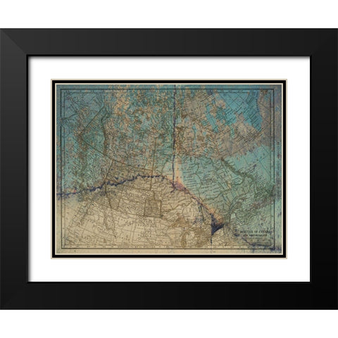 Blue Blue Map Canada Black Modern Wood Framed Art Print with Double Matting by Lewis, Sheldon