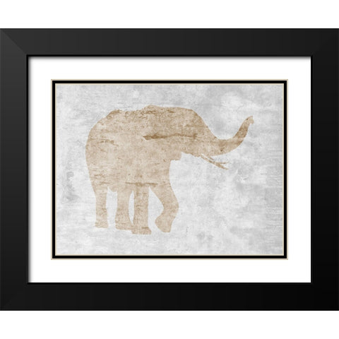 Elephant Black Modern Wood Framed Art Print with Double Matting by Lewis, Sheldon