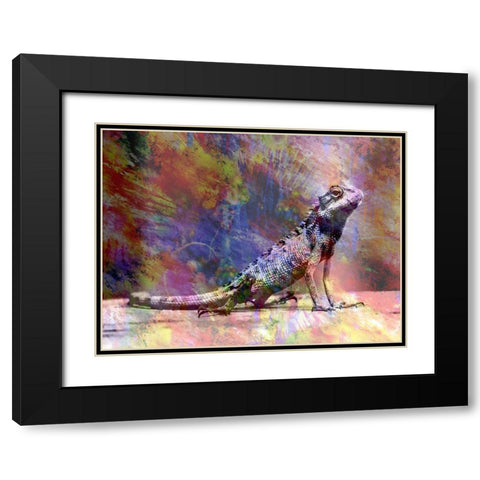 Hello Geco Black Modern Wood Framed Art Print with Double Matting by Lewis, Sheldon