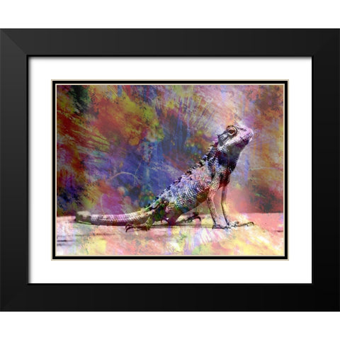 Hello Geco Black Modern Wood Framed Art Print with Double Matting by Lewis, Sheldon