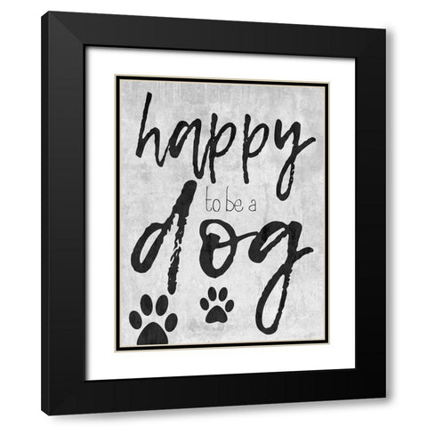 Happy Dog Black Modern Wood Framed Art Print with Double Matting by Lewis, Sheldon