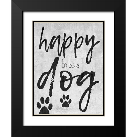 Happy Dog Black Modern Wood Framed Art Print with Double Matting by Lewis, Sheldon