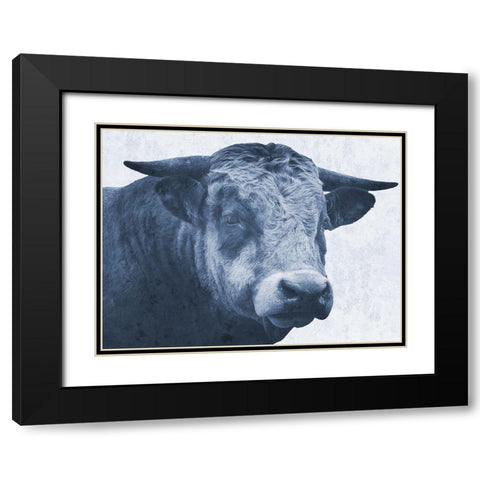 Tone And Tonal Bull Black Modern Wood Framed Art Print with Double Matting by Lewis, Sheldon
