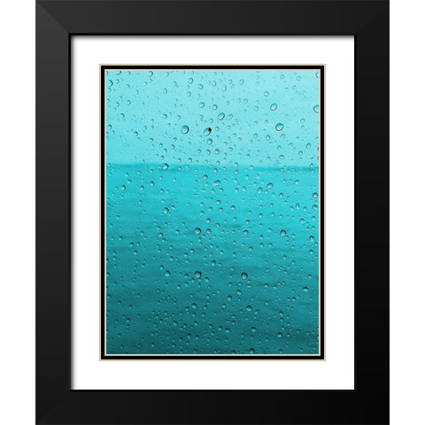 Teal Rain Drops Black Modern Wood Framed Art Print with Double Matting by Lewis, Sheldon
