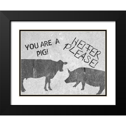 Heifer Please! Black Modern Wood Framed Art Print with Double Matting by Lewis, Sheldon