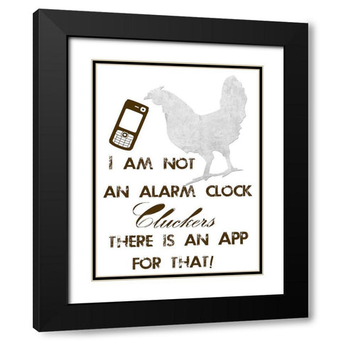 Rooster Black Modern Wood Framed Art Print with Double Matting by Lewis, Sheldon