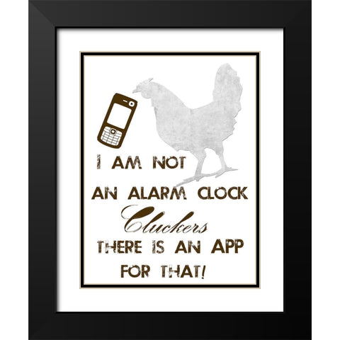 Rooster Black Modern Wood Framed Art Print with Double Matting by Lewis, Sheldon