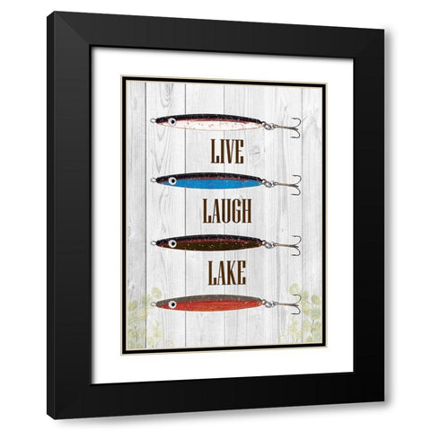 Live Laugh Lake Black Modern Wood Framed Art Print with Double Matting by Lewis, Sheldon