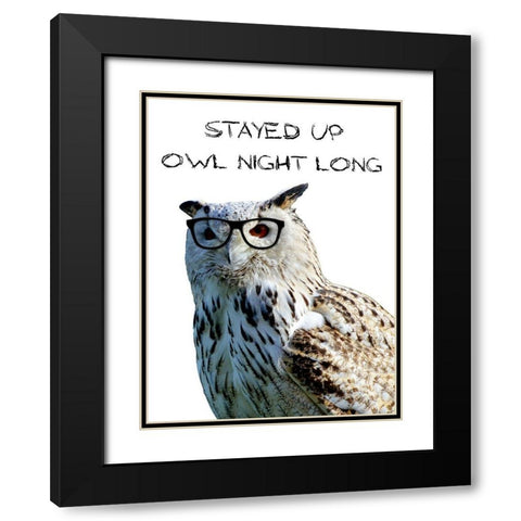 Owl Night Black Modern Wood Framed Art Print with Double Matting by Lewis, Sheldon