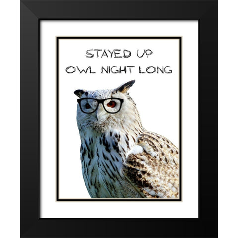 Owl Night Black Modern Wood Framed Art Print with Double Matting by Lewis, Sheldon