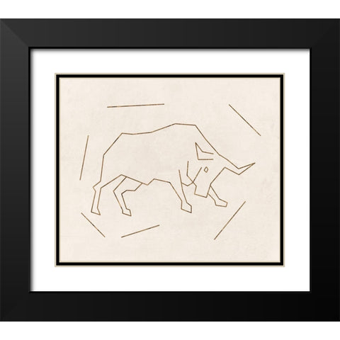Bull Black Modern Wood Framed Art Print with Double Matting by Lewis, Sheldon