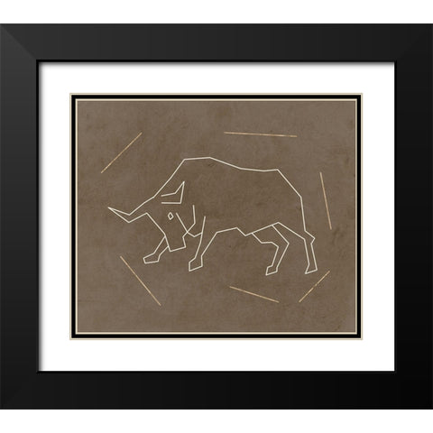 Bull 2 Black Modern Wood Framed Art Print with Double Matting by Lewis, Sheldon