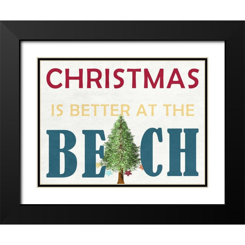 Christmas At The Beach Black Modern Wood Framed Art Print with Double Matting by Lewis, Sheldon