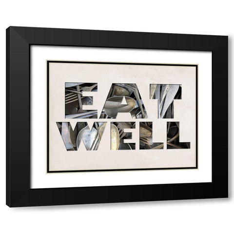 Eat Well Black Modern Wood Framed Art Print with Double Matting by Lewis, Sheldon