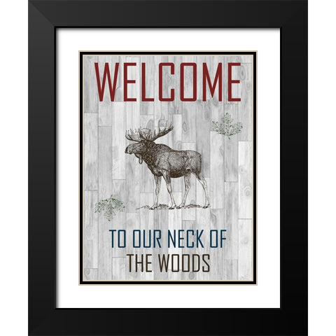Welcome To The Woods Black Modern Wood Framed Art Print with Double Matting by Lewis, Sheldon