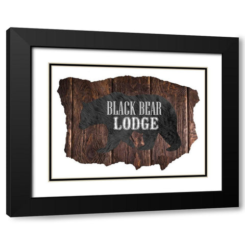 Black Bear Lodge Black Modern Wood Framed Art Print with Double Matting by Lewis, Sheldon
