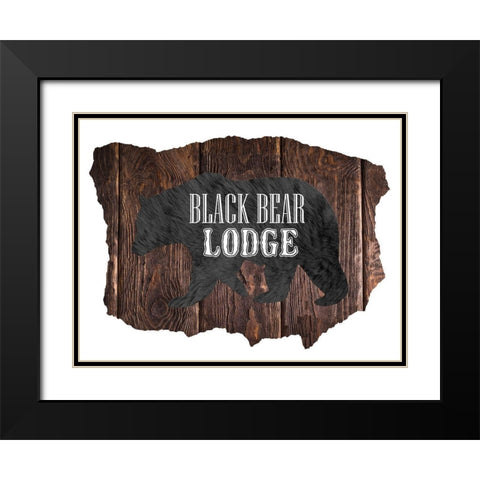 Black Bear Lodge Black Modern Wood Framed Art Print with Double Matting by Lewis, Sheldon
