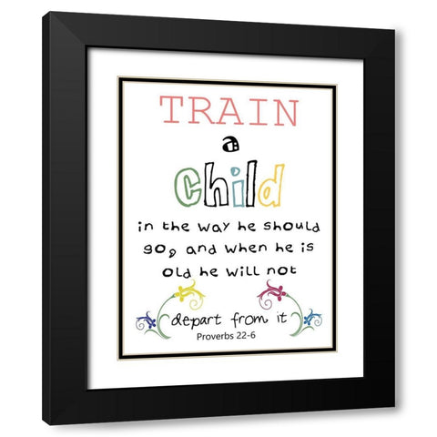 Train A Child Black Modern Wood Framed Art Print with Double Matting by Lewis, Sheldon