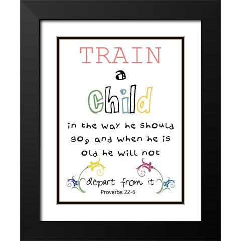 Train A Child Black Modern Wood Framed Art Print with Double Matting by Lewis, Sheldon