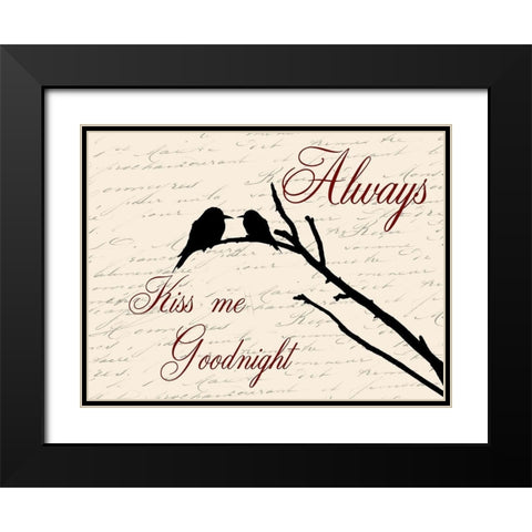 Always Kiss Me Black Modern Wood Framed Art Print with Double Matting by Lewis, Sheldon
