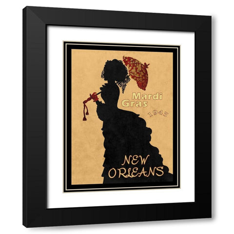 1945 Mardi Gras Black Modern Wood Framed Art Print with Double Matting by Lewis, Sheldon