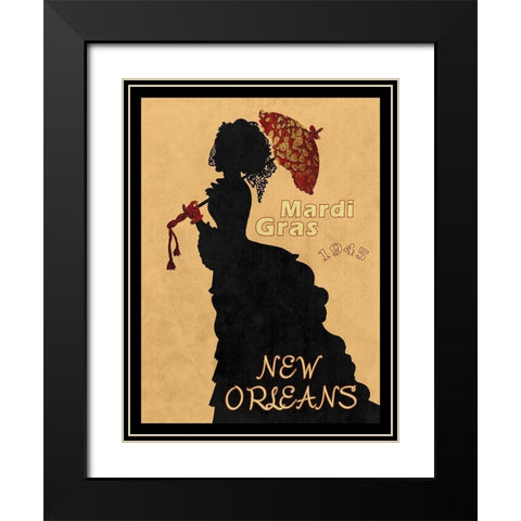 1945 Mardi Gras Black Modern Wood Framed Art Print with Double Matting by Lewis, Sheldon