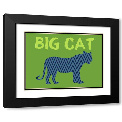 Big Cat Black Modern Wood Framed Art Print with Double Matting by Lewis, Sheldon