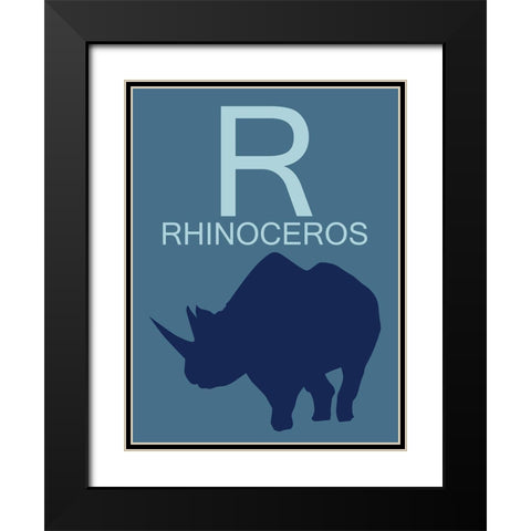 Rhino Black Modern Wood Framed Art Print with Double Matting by Lewis, Sheldon