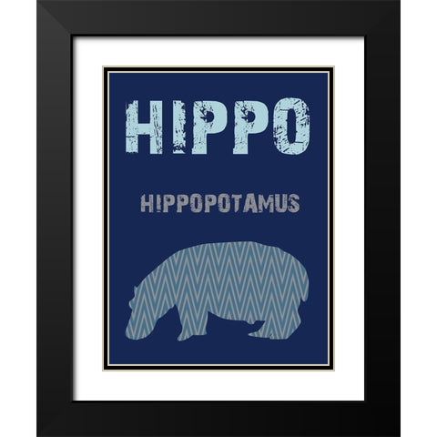 Hippo Black Modern Wood Framed Art Print with Double Matting by Lewis, Sheldon