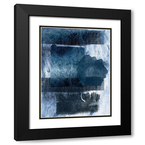 Placid Blue Black Modern Wood Framed Art Print with Double Matting by Lewis, Sheldon